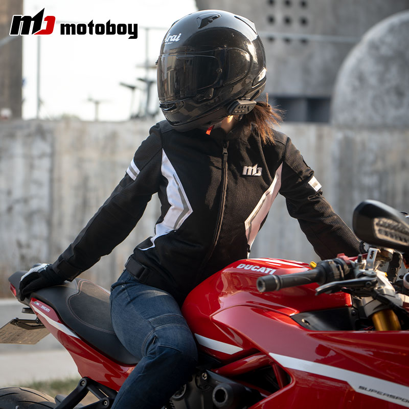 MOTOBOY夏季骑行服女防摔透气网眼赛车裤机车服骑士服休闲骑行裤