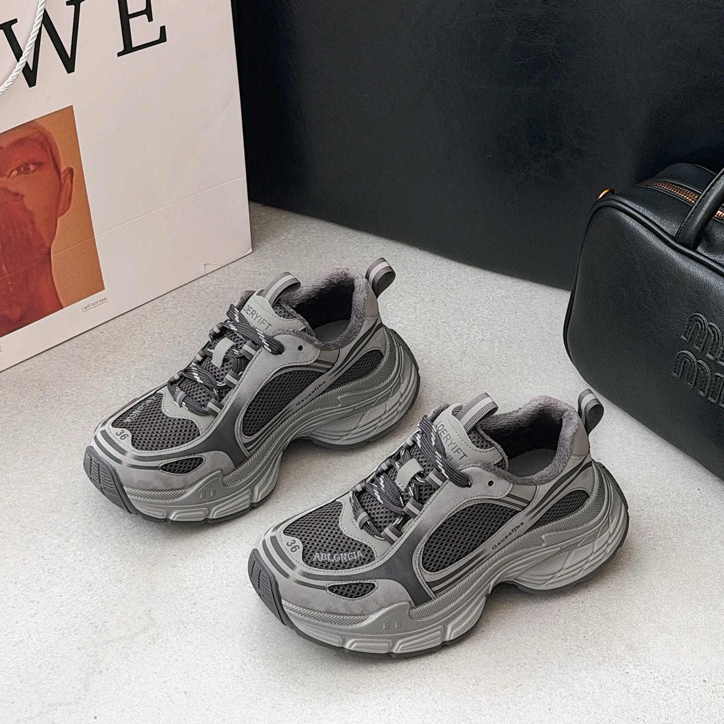 机能风真皮加绒增高老爹鞋女款