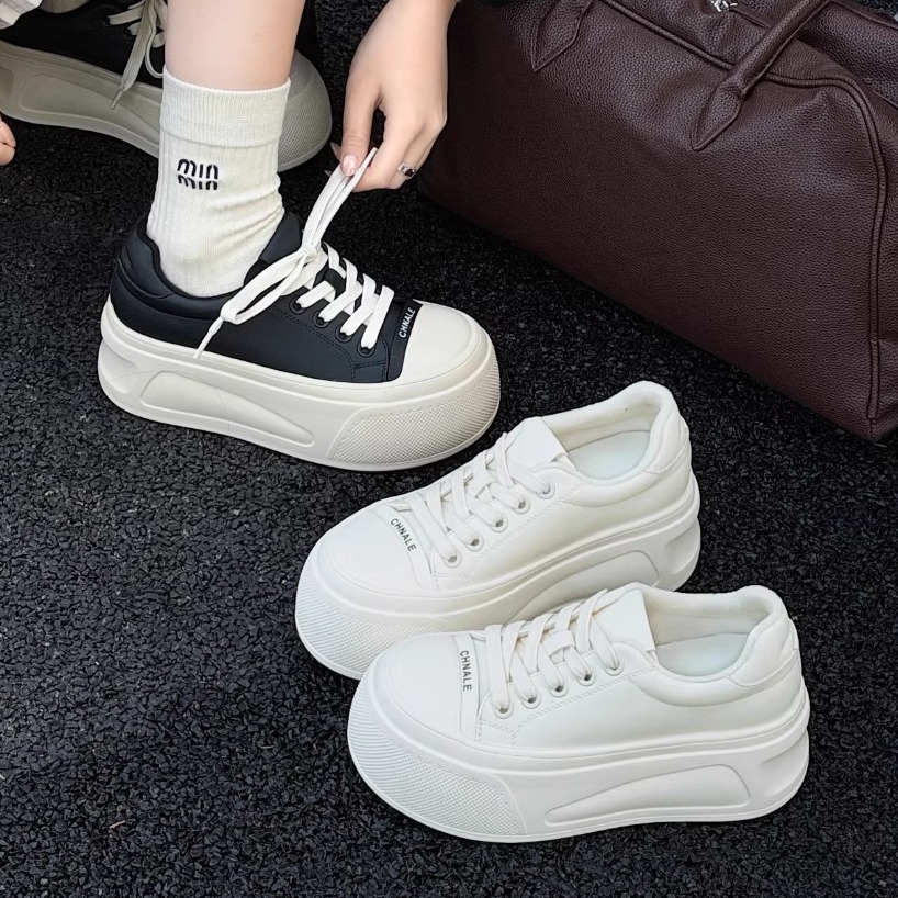 真皮厚底增高小白鞋女防滑冬季