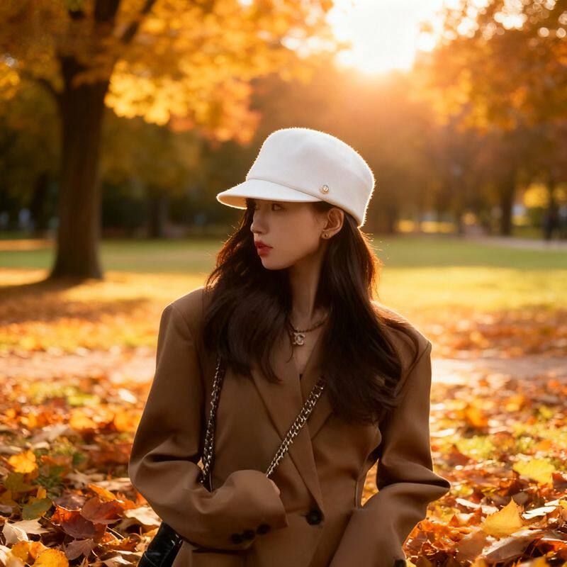女帽子洋气时髦八角帽2025新款英伦复古冬季骑士帽宽檐百搭报童帽
