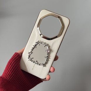 新款华为mate80rs非凡大师版水钻镜子手机壳软边防摔保护套适用mate70rs奢华金边蚕丝纹保护套60rs女款外壳