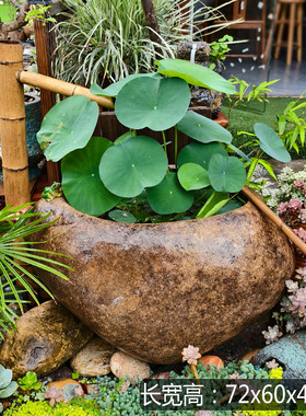 户外庭院海石头荷花缸水景造景