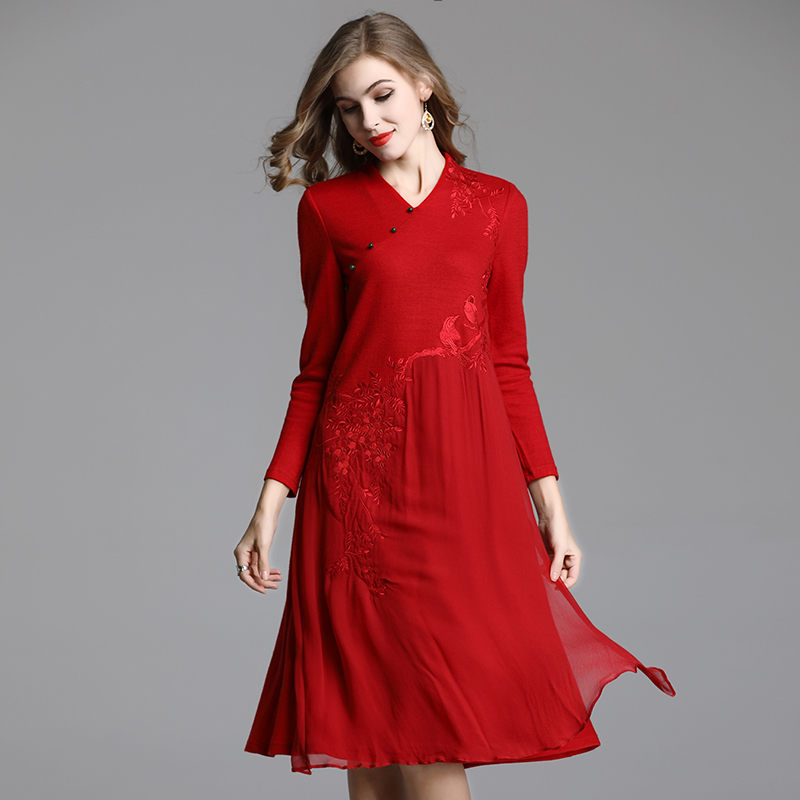 旗袍式新款修身风改良版连衣裙