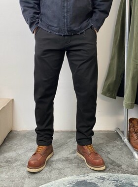 美式咔叽修身直筒裤男士秋冬加绒加厚保暖休闲裤复古显瘦长裤356A