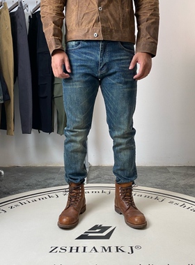 新品男士水洗复古牛仔裤修身显瘦百搭长裤厚款牛仔裤小脚直筒562