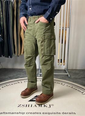 新款美式复古纯棉斜纹多口袋工装裤男士水洗做旧宽松直筒裤 5131