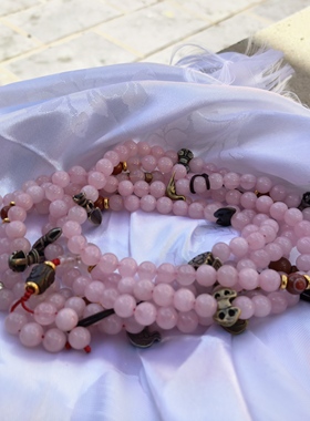 佛珠/佛串/藏传佛珠/藏传手串/红度母法会水晶佛珠搭配天铁红玛瑙