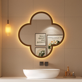 饰镜 复古化妆镜壁挂墙面装 法式 中古风浴室镜异形四叶草智能镜美式