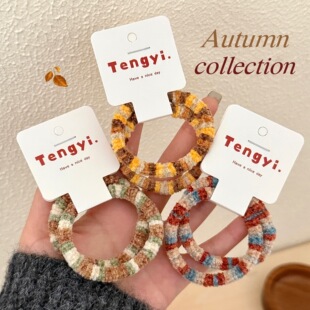 秋冬季 韩系气质扎头皮筋耐用不伤发头绳 糖果色高弹力毛绒发绳套装