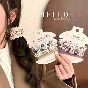 春日感碎花小肠发圈套装 in风心可爱扎头发头绳百搭复古发绳