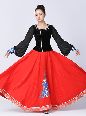 桃李杯蒙族蒙古族组合鸿雁郭一歌舞蹈服装红色裙演出服表演服艺考