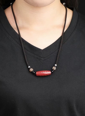 紫金砂朱砂天珠吊坠本命年男女款六字真言项链挂件