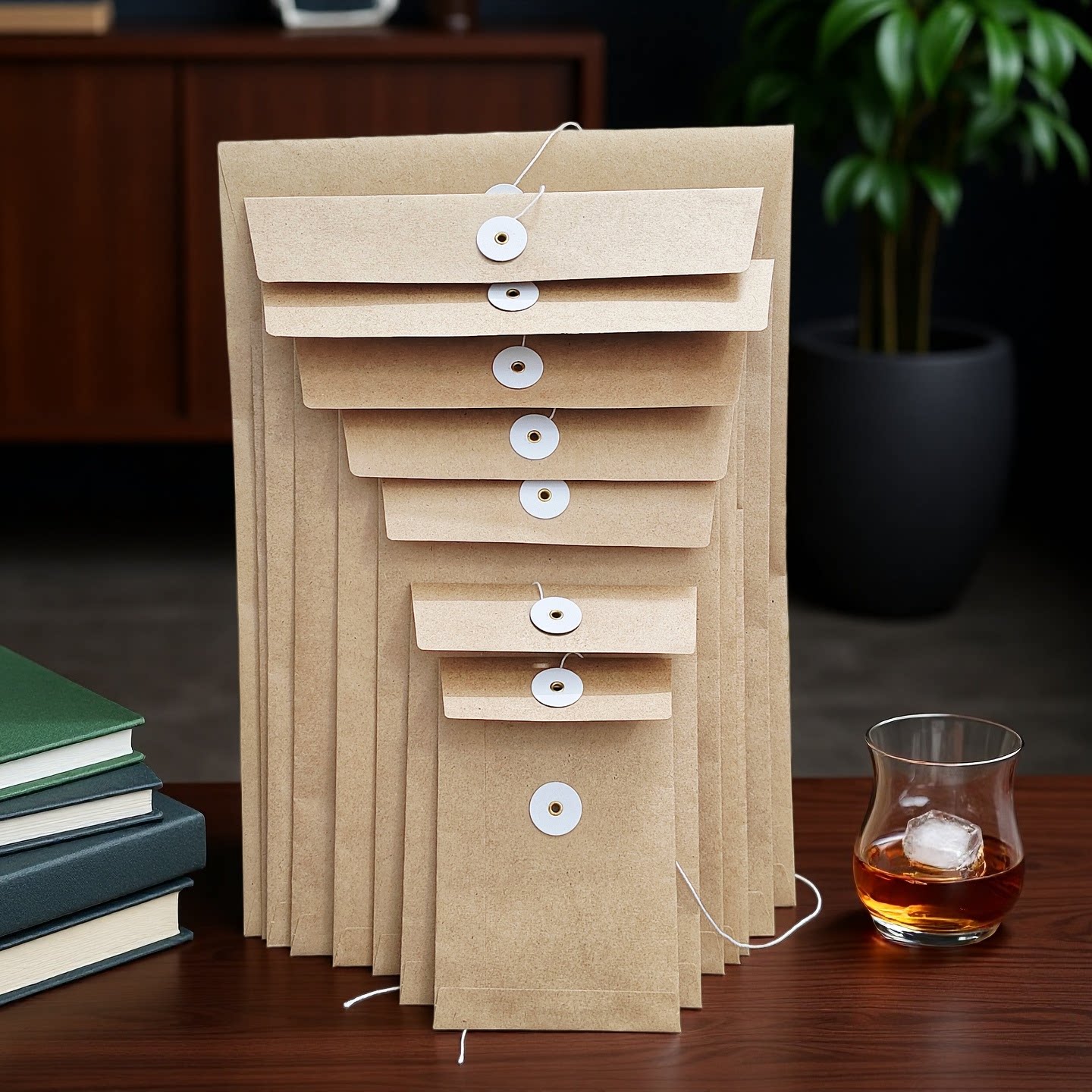 空白无字文件袋进口牛皮纸办公用品商务鸡眼绳纸质资料收纳公文袋