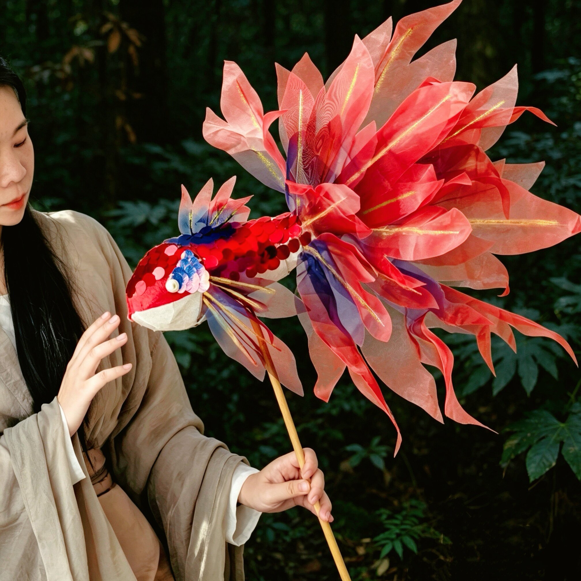「木子手作」锦鲤鱼灯笼 非遗diy手工灯笼 中秋节灯笼diy 婚庆