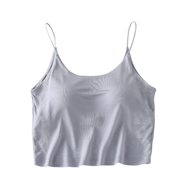 高档桑蚕丝免穿文胸一体式吊带抹胸 真丝透气无钢圈防走光短背心