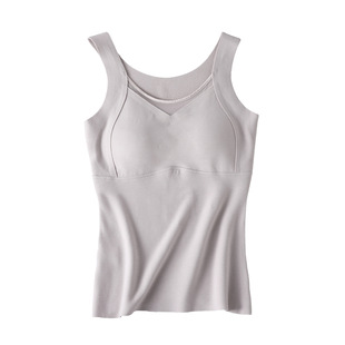 真丝山羊绒发热保暖女背心 内里100%桑蚕丝舒适亲肤免穿文胸内衣