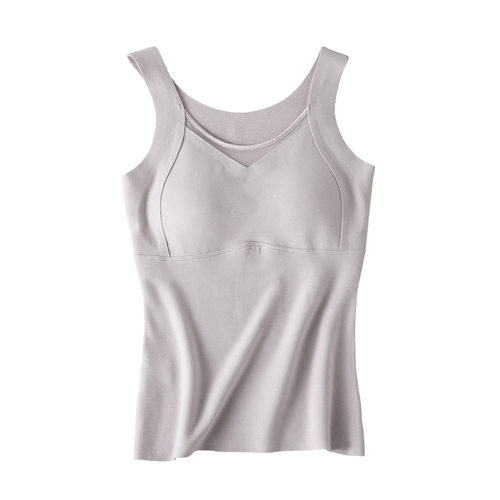 真丝山羊绒发热保暖女背心 内里100%桑蚕丝舒适亲肤免穿文胸内衣