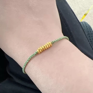 黄金包银岁金子手链金包银黄金色盘缠碎碎金手工编织红绳手链手绳