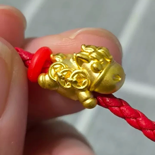 黄金包银首饰金马上有钱生肖马转运珠黄金色手链马年本命年手绳男