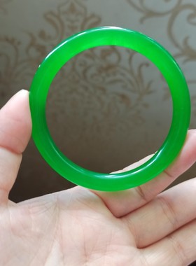 特价水沫玉手镯高冰种老翡翠色帝王绿色细圆条碧绿阳绿玉镯子满绿