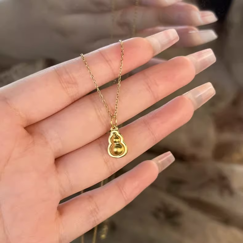 黄金包银项链黄金色小葫芦吊坠首饰本命年福禄传承挂坠送女友礼物