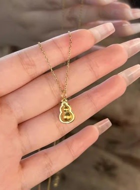 黄金包银项链黄金色小葫芦吊坠首饰本命年福禄传承挂坠送女友礼物