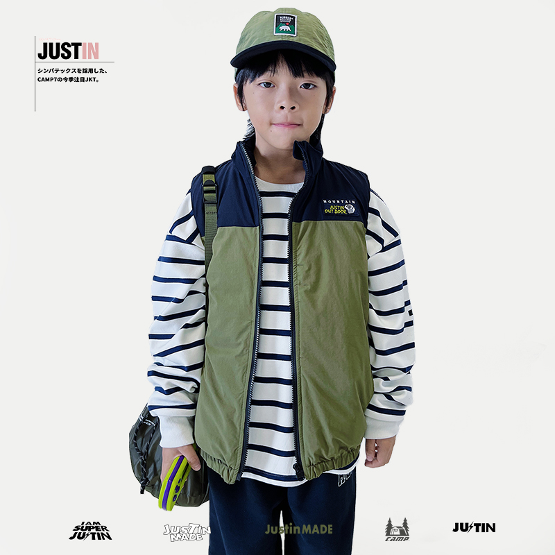 JUSTIN男孩日系潮牌冬季加厚马甲