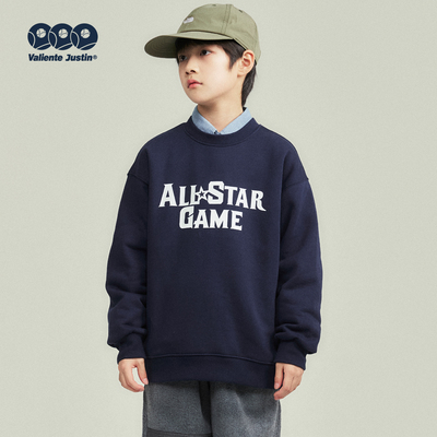 JUSTIN童装冬季加绒圆领套头卫衣