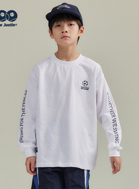 JUSTIN童装7A抗菌儿童春纯棉百搭男孩长袖T恤圆领打底衫少年感