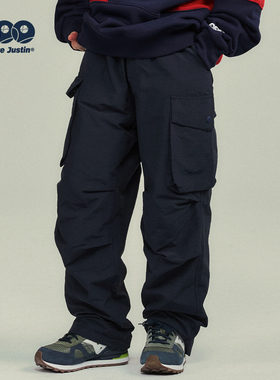 JUSTIN童装儿童加厚双层加绒保暖工装长裤男孩少年感帅气Cityboy