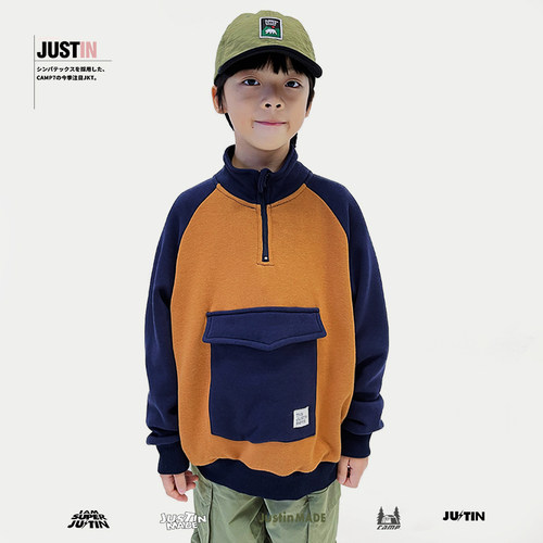 JUSTIN冬季男孩日系绒衫卫衣