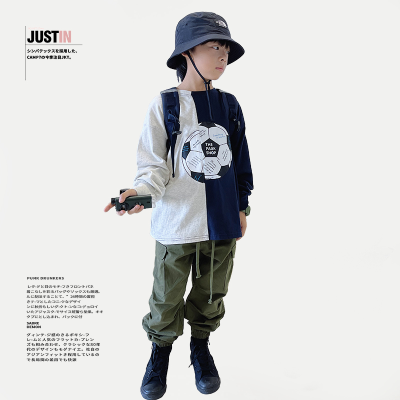 JUSTIN圆领日系潮牌长袖炸街T恤
