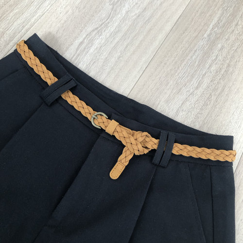 牛皮绒编织细腰带女连衣裙装饰浅卡其色百搭柔软免打孔棕色细皮带