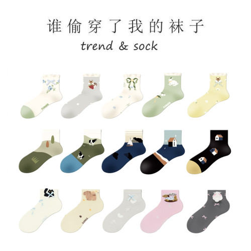 春夏新款日系可爱卡通短袜