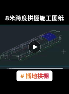 8x100插地拱棚CAD图纸模板农业冷棚图纸设计建筑结构系统安装节点