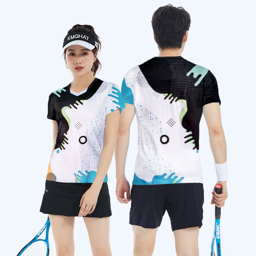 羽毛球服情侣套装网孔速干透气女上衣网乒排球比赛团购定制男T恤