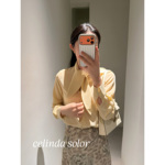 娇阳 温柔优雅！淡淡的奶油黄  加厚100%真丝飘带蝴蝶结衬衫上衣