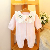 Bộ đồ liền thân cho bé gái mùa xuân và mùa thu jumpsuit dài tay cho bé sơ sinh, bé, trăng rằm, 100 ngày, lớp A - Áo liền quần bộ body suit