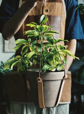 寻得垂吊壁挂植鞣牛皮花盆吊绳