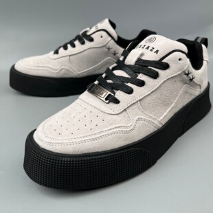 撤柜 反绒牛皮捡漏男鞋 复古休闲板鞋 男白色厚底潮流百搭青年运动鞋