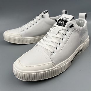 极简小白鞋男真皮透气休闲板鞋百搭一脚蹬上线撤柜正品牛皮男鞋子