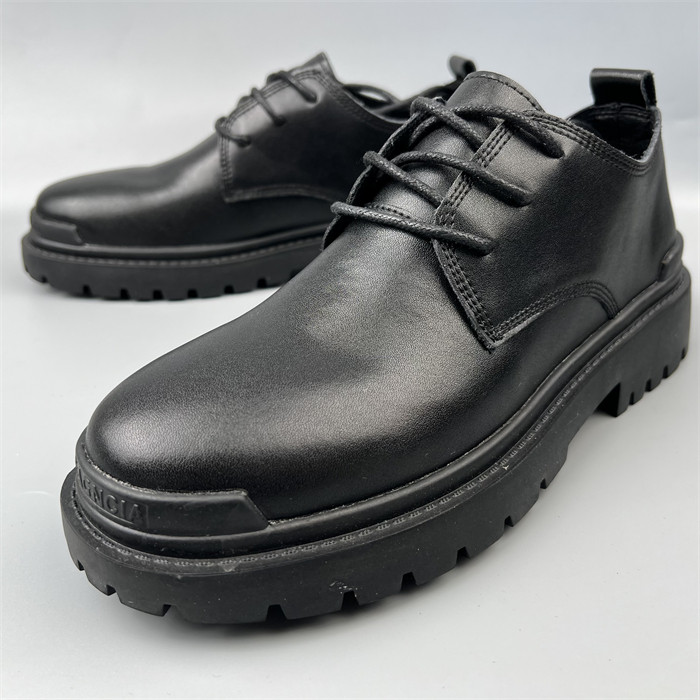 厚底皮鞋黑色系带休闲鞋