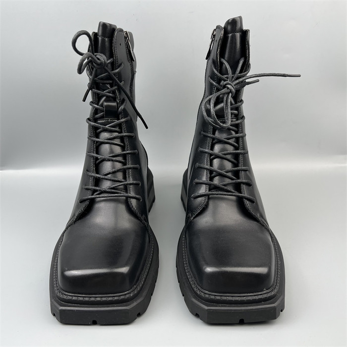 尾货方头马丁靴男厚底牛真皮靴工装机车靴子短靴高帮男士外贸皮鞋