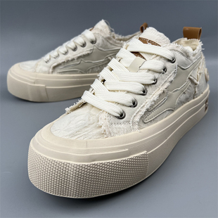 复古厚底帆布鞋男低帮板鞋百搭增高休闲鞋乞丐断码撤柜捡漏男鞋子