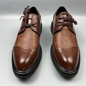 英伦风男士 撤柜捡漏 透气商务男鞋 真皮德比鞋 棕色系带圆头休闲皮鞋