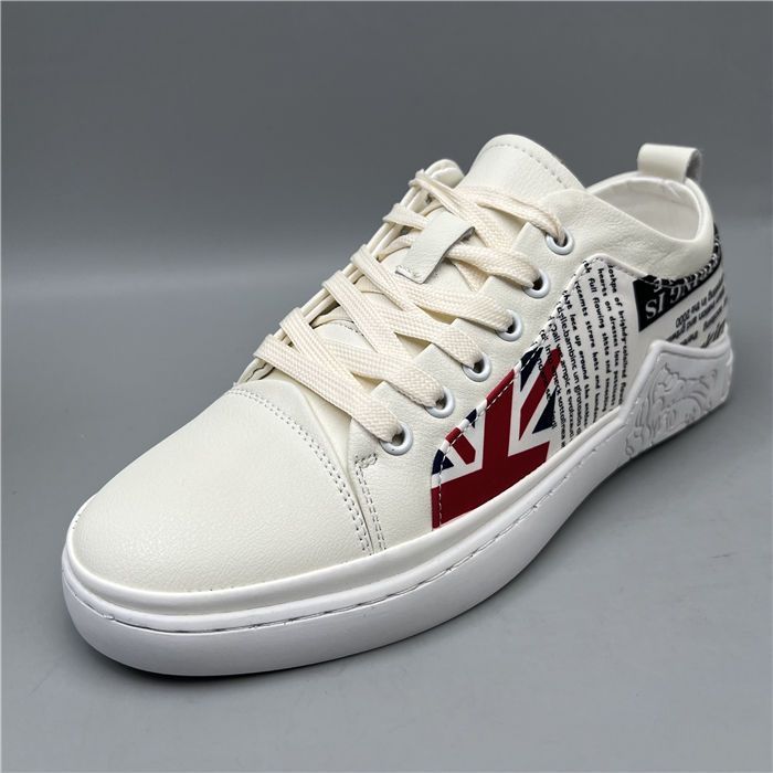 断码原单透气牛皮鞋拼接布潮鞋涂鸦板鞋休闲真皮男鞋撤柜白鞋孤品