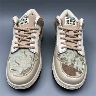 小众复古外贸原单休闲鞋 真皮撤柜断码 潮 男鞋 秘密森林情侣油画板鞋