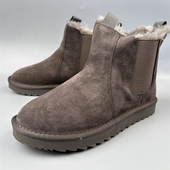 冬季 皮毛一体雪地靴男女短靴保暖加绒防滑反绒皮棉鞋 东北真皮撤柜