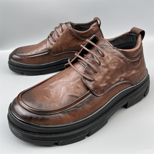 真皮厚底马丁靴男士高级皮鞋高帮男鞋断码英伦靴子工装皮靴外贸货