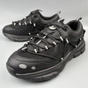 黑色厚底老爹鞋男运动休闲鞋百搭潮流户外鞋男士潮鞋原单撤柜真皮